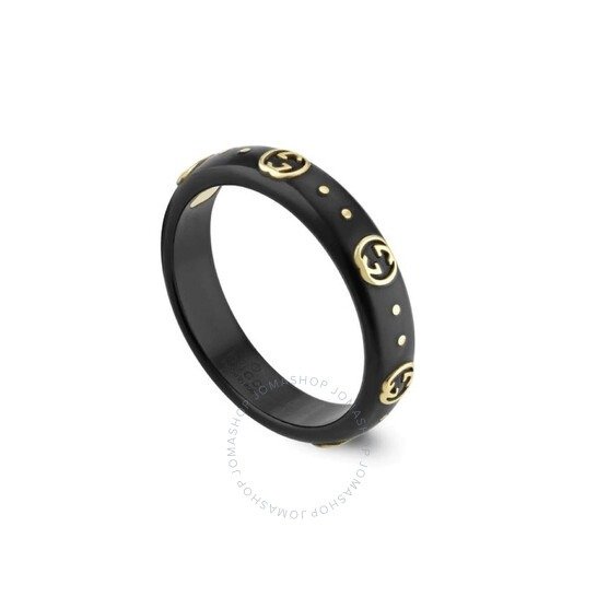 18ct Yellow Gold Icon Black Corundum 4Mm Ring