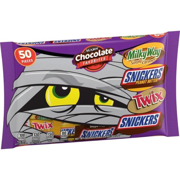 Chocolate Favorites Snickers Peanut Butter Twix Milky Way and Snickers Halloween Variety Bag - 29oz / 50ct