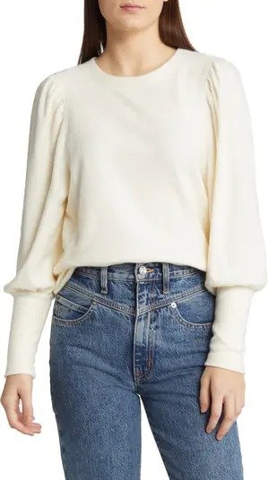 Puff Sleeve Brushed Jersey Top