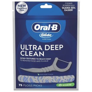 买2包 Oral-B Glide Ultra 深度清洁牙线 清凉薄荷香型 75支装