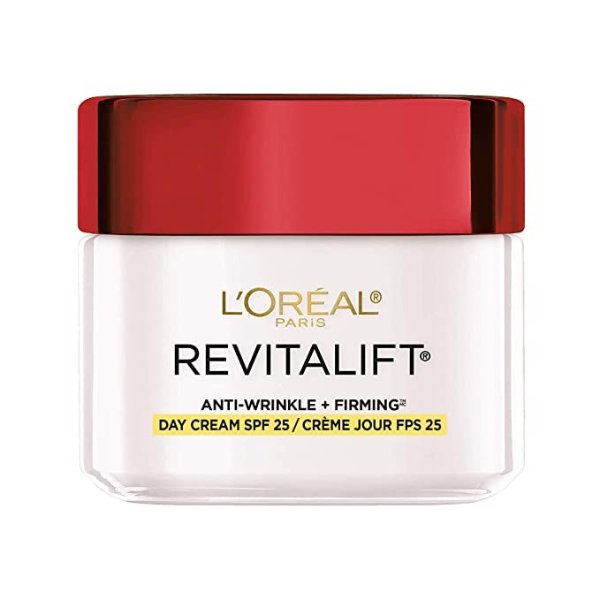 Face Moisturizer with SPF 25 by L’Oreal Paris, Revitalift Anti-Aging Face Moisturizer with Pro-Retinol and Centella Asiatica, Paraben Free, Suitable for Sensitive Skin, 2.55 oz. (Packaging May Vary)