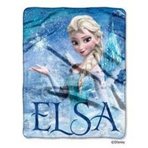 迪士尼冰雪奇缘Elsa公主图案丝质触感小毯子（40X50英寸）