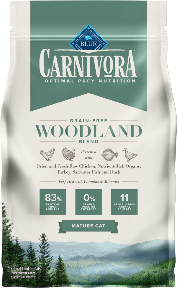 Carnivora Woodland Blend Mature Grain-Free Dry Cat Food, 4-lb bag - Chewy.com