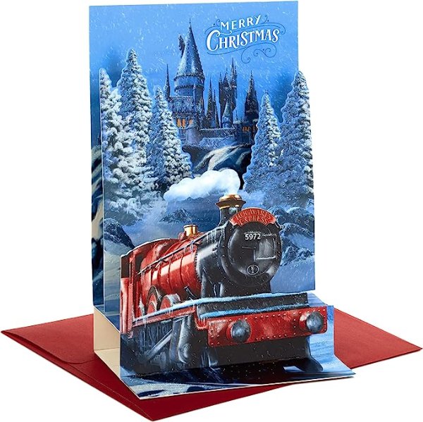 Hallmark Harry Potter Boxed Christmas Cards, Hogwarts Express Paper Craft 8 Displayable Pop Up Cards and Envelopes