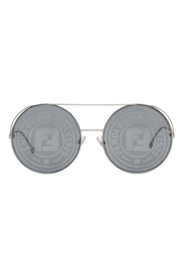 Silver Round Aviator Sunglasses