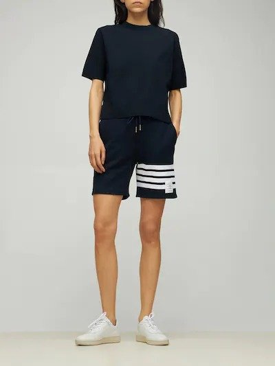 Cotton shorts w/ stripes