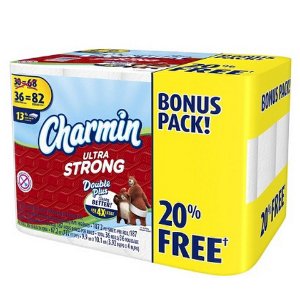 Target.com  精选Charmin Ultra Soft/Strong 36卷双层卫生纸特价