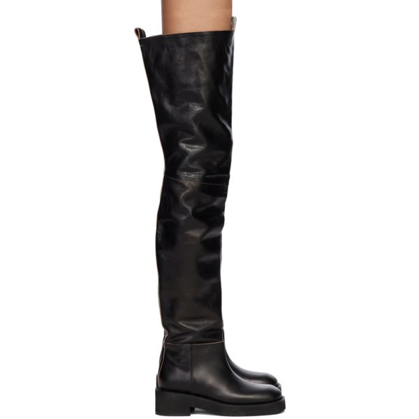 Black Paneled Over-The-Knee Boots