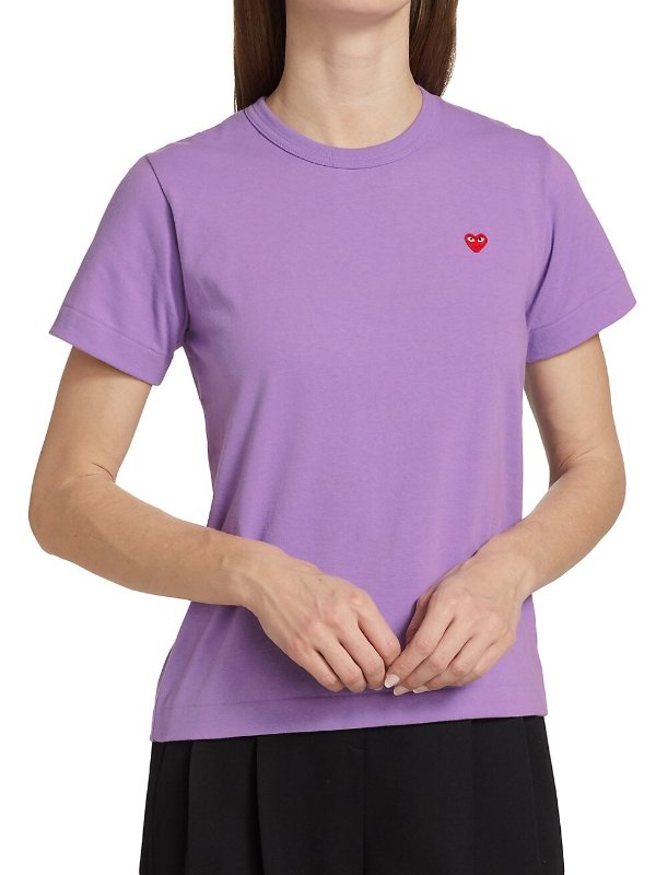 Short-Sleeve Heart-Patch T-Shirt