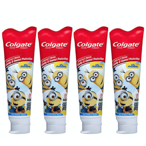 Colgate Kids Toothpaste with Anticavity Fluoride Featuring Minions, Mild Bubble Fruit Gel - 4.6 ounces (4 Pack)