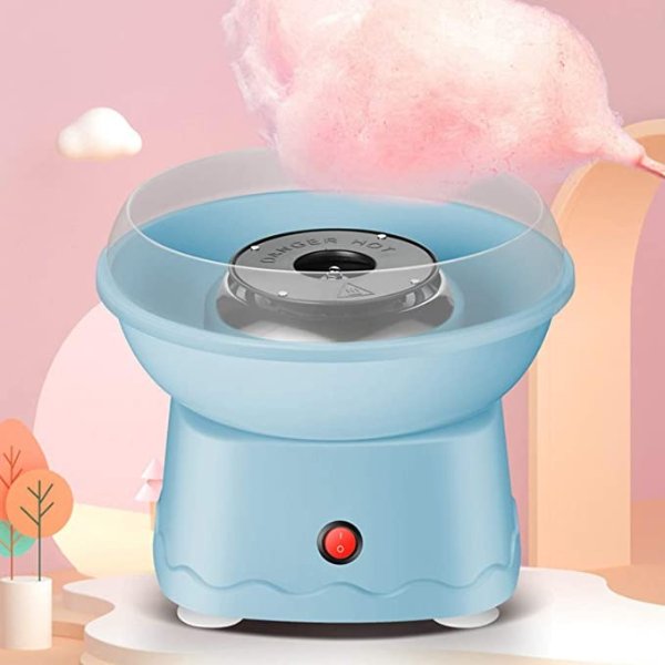 LHChan Cotton Candy Machine for Kids Adults,Homemade Mini Cotton Candy Maker with 10 Cones and Sugar Scoop,Kid's Birthday Christmas Gifts for Party (Blue)