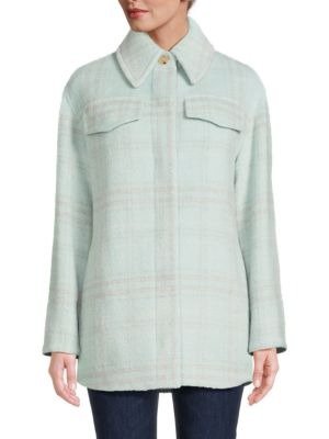 Plaid Wool Blend Shirt Jacket