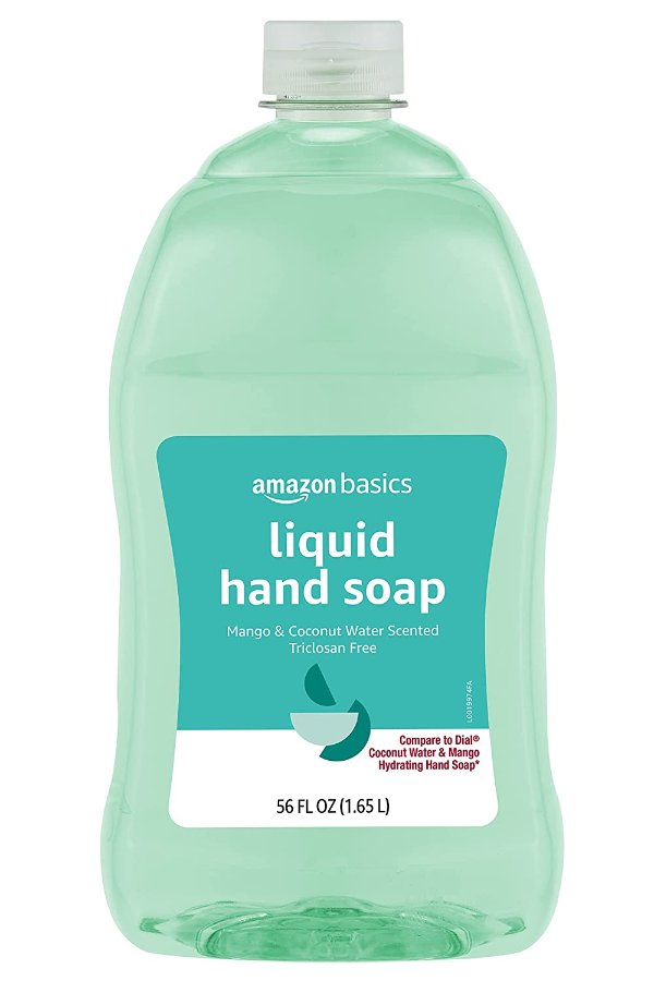 Amazon Basics Liquid Hand Soap Refill, Mango and Coconut Water Scent, Triclosan-Free, 56 Fluid Ounces, Pack of 1