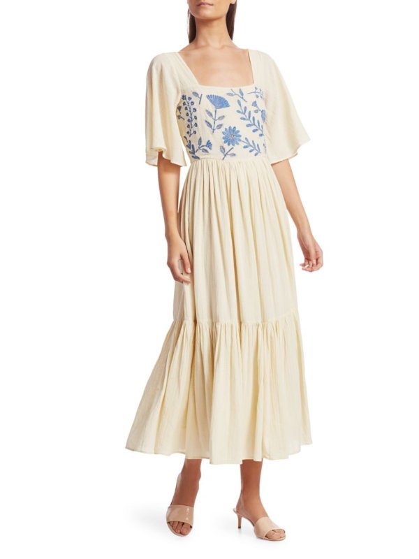 - Juvia Short-Sleeve Embroidered Dress