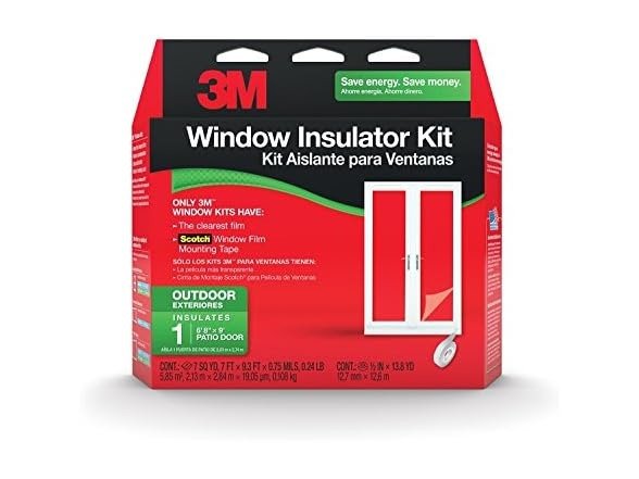 3M Outdoor Patio Door Clear Insulation Kit, Heat or Cold Window Insulation Kit for Large Windows and Sliding Doors, 1-Door Kit, 7 ft. X 9.3 ft.