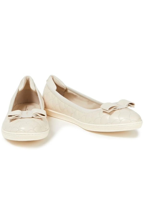 Savina bow-embellished quilted leather ballet flats