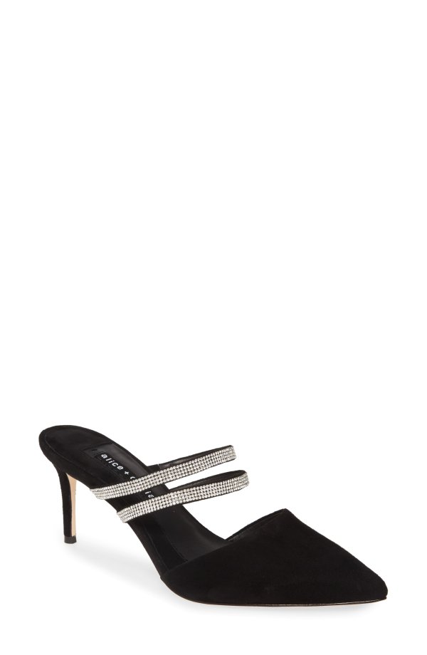 Marcile Embellished Strappy Pointed Toe Leather Mule