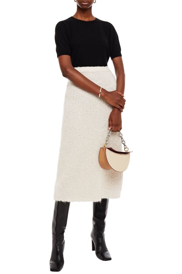 Nevis boucle-knit midi skirt