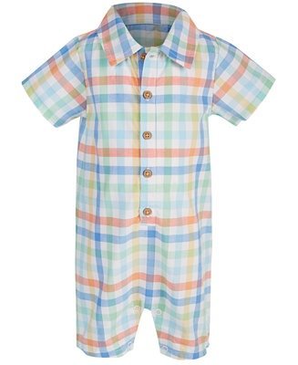 First Impression's Baby Boy's Plaid Bodysuit, Created for Macy's