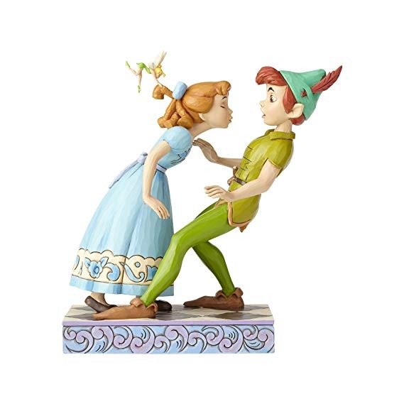An Unexpected Kiss Peter Pan and Wendy Figurine, Resin, Multi-Colour, 17 x 11 x 19 cm