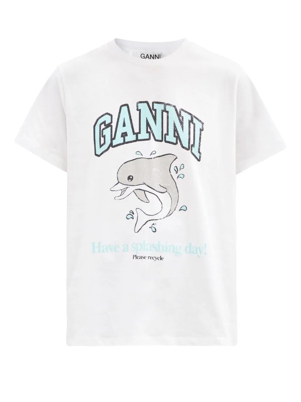 Dolphin-print organic cotton-jersey T-shirt