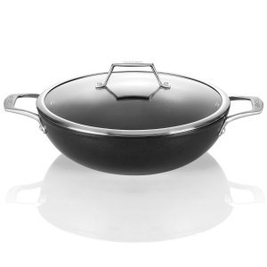 TECHEF - Onyx Collection, 12" Wok/ Stir Fry Pan with Glass Lid, Coated with New Teflon Platinum Non-Stick Coating, 12", Black