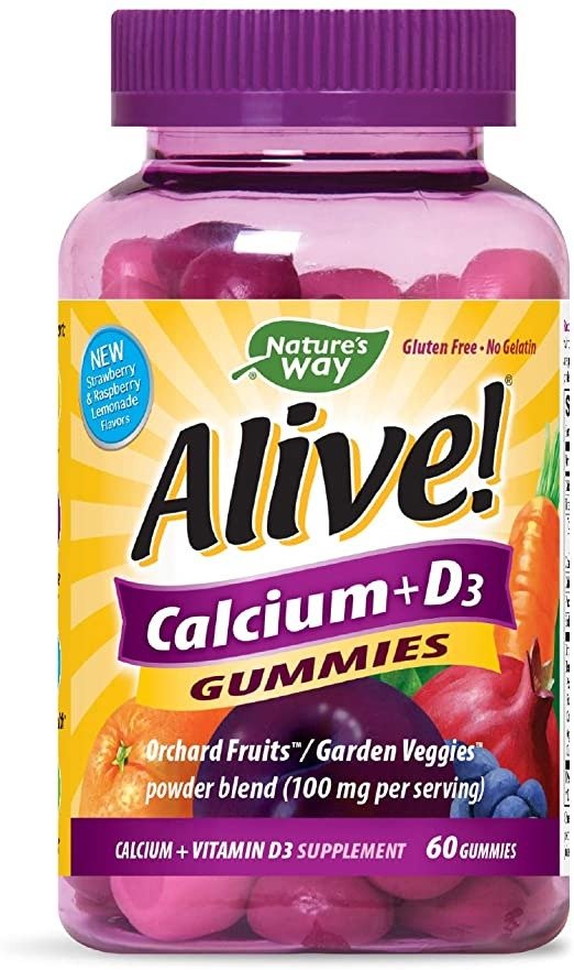 Premium Calcium + D3 Gummy + Orchard Fruits/Garden Veggies Blend, 60 Cherry & Strawberry Gummies