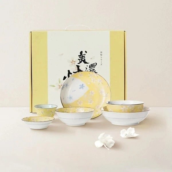 [Made in Japan] Mino Sakura Cherry Blossom Tableware Set 6pcs