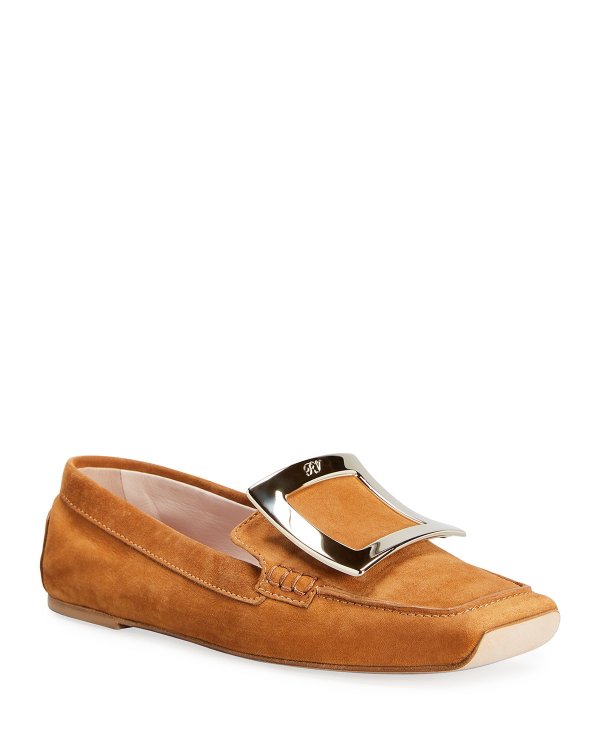Viv Suede Buckle Driver Loafers