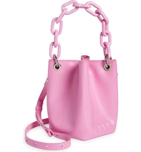 Diamond Small Recycled Leather Bucket Bag