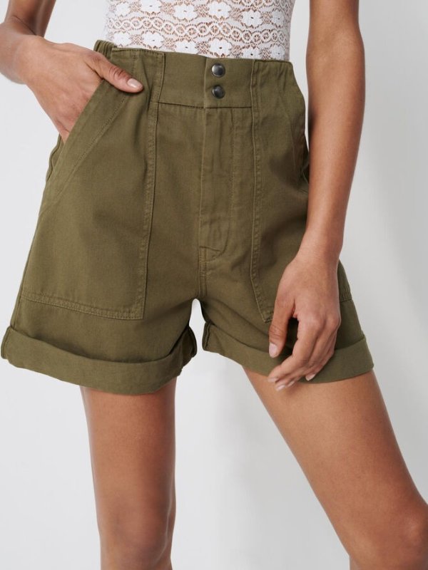 220IDOLE Khaki cotton canvas shorts