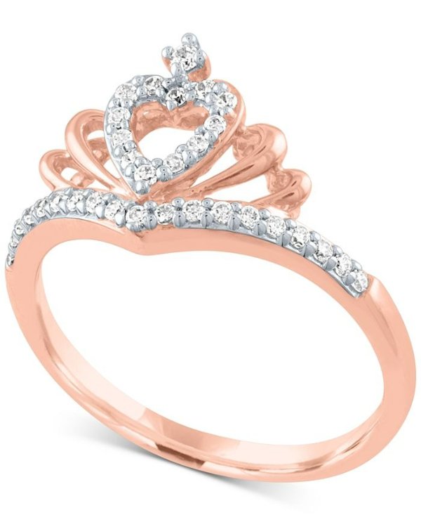 Diamond Heart Crown Ring (1/5 ct. t.w.) in 10k Rose Gold
