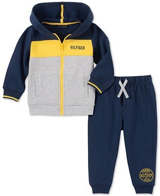 Baby Boys 2-Pc. Fleece Colorblocked Hoodie & Jogger Pants Set