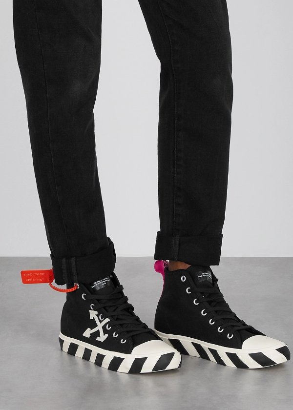 Diag Vulcanised black canvas hi-top sneakers