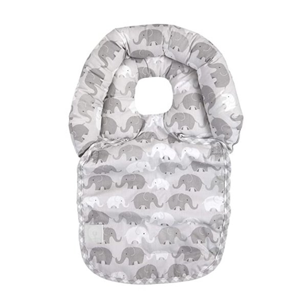 Head Support Noggin Nest, Gray Elephant Plaid, For 3- or 5-point Harness Systems, Helps Prop Baby’s Head In Bouncers, Strollers And Swings, 0-4 months