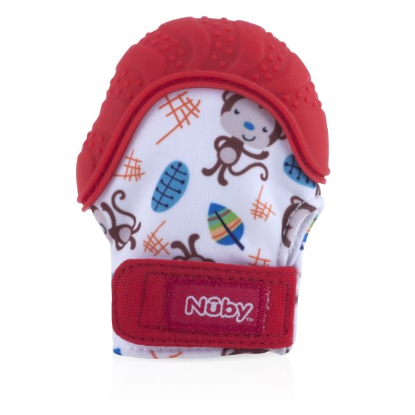 Teething Mitten with Hygienic Travel Bag, Red Monkey