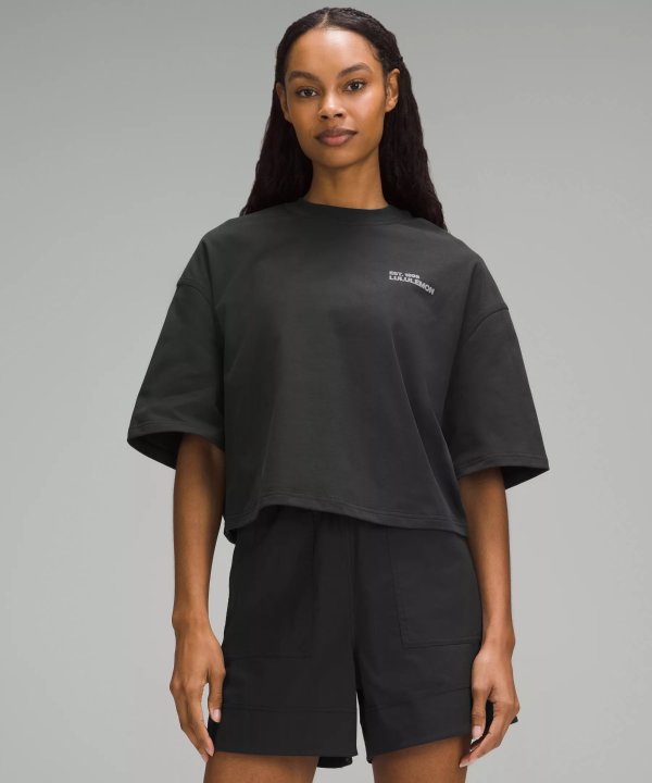 Brushed Heavyweight Cotton Cropped Crew T-Shirt