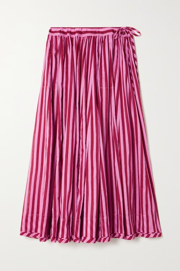 + NET SUSTAIN Swing gathered striped cotton-voile maxi skirt