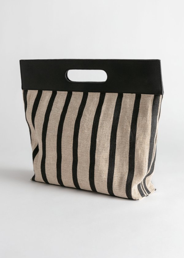 Striped Large Handle Tote