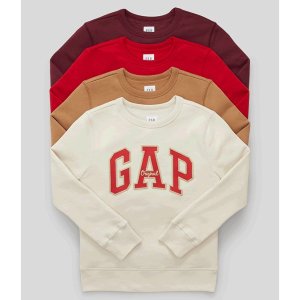 Gap额外8折，用码GFMAIL儿童、大童Logo圆领卫衣