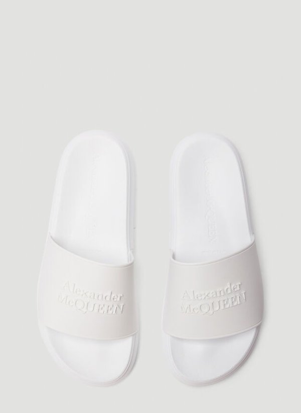 Slider Logo Sandals in White