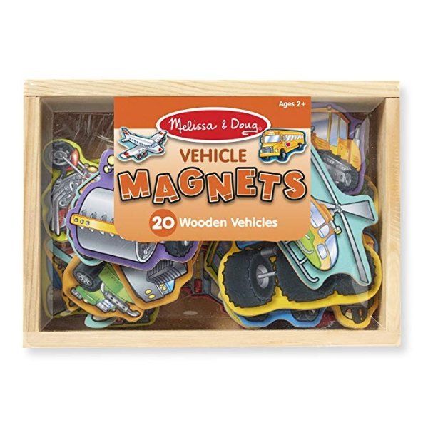 Wooden Vehicle Magnets in a Box (20 pcs)