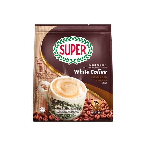 SUPER超级 三合一经典浓香炭烧白咖啡 40g*15包入