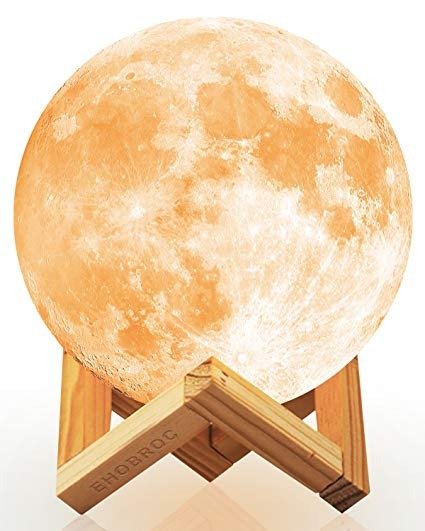 Moon Lamp, 3D Printing Moon Globe Light 5.9 Inch Glowing Moon Lamp Tap Change 3 Colors (Cool/Warm White and Yellow), Decor Moon Light for Kids, Birthday, Bedside
