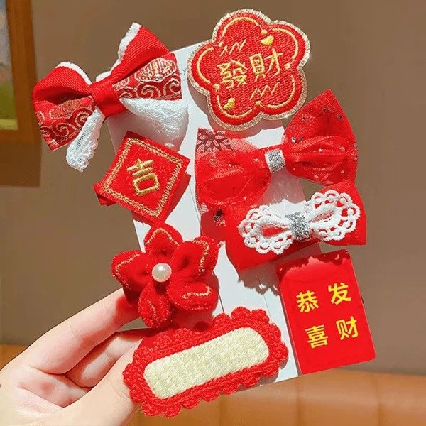 New Year Children'S Hair Clip, Festive Red Hair Accessory For Little Girls, Chinese Style Hairpin, Wish You Good Luck | SHEIN USA