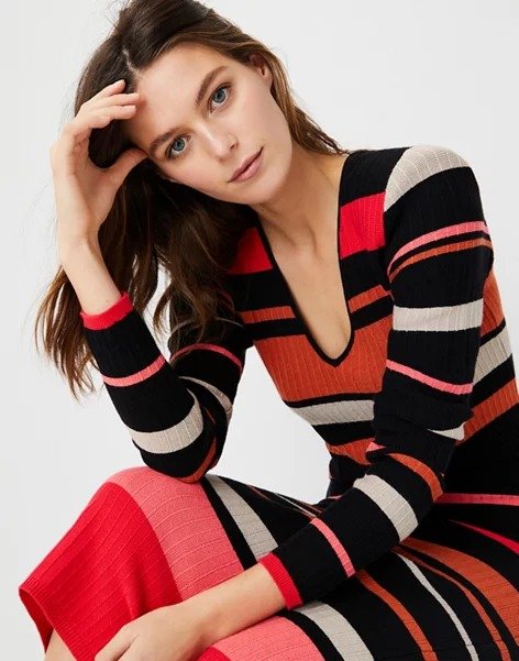Mixed Stripe Sweater Dress | Ann Taylor