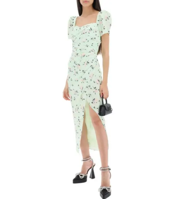 SELF PORTRAIT 'iris' short-sleeved midi dress with floral pattern