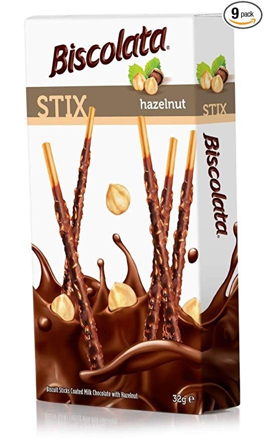 Stix Biscuit Snacks Coated with Milk Chocolate - (9 Pack) (Hazelnut)