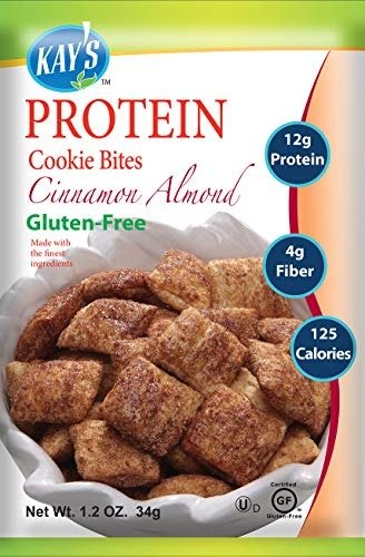 Kay's Naturals Protein Cookie Bites, Cinnamon Almond, Gluten-Free, Low Carbs, Low Fat, Diabetes Friendly, All Natural Flavorings, 1.2 Ounce (Pack of 6)
