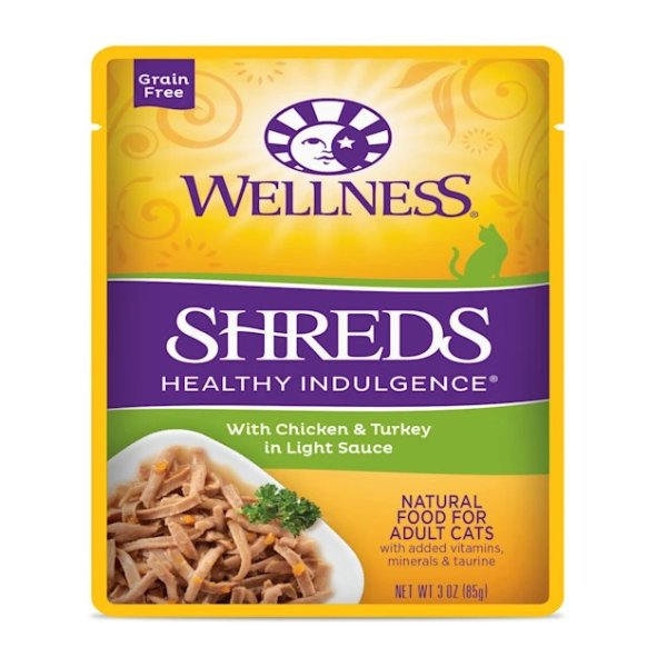 Healthy Indulgence Natural Grain Free Shreds with Chicken & Turkey in Light Sauce Wet Cat Food, 3 oz., Case of 12 | Petco